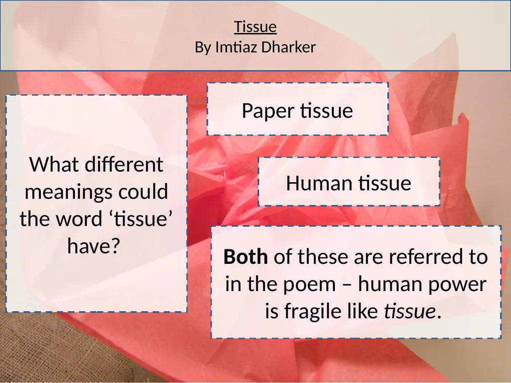 Tissue By Imtiaz Dharker What qualities does a - slide 3 of 13