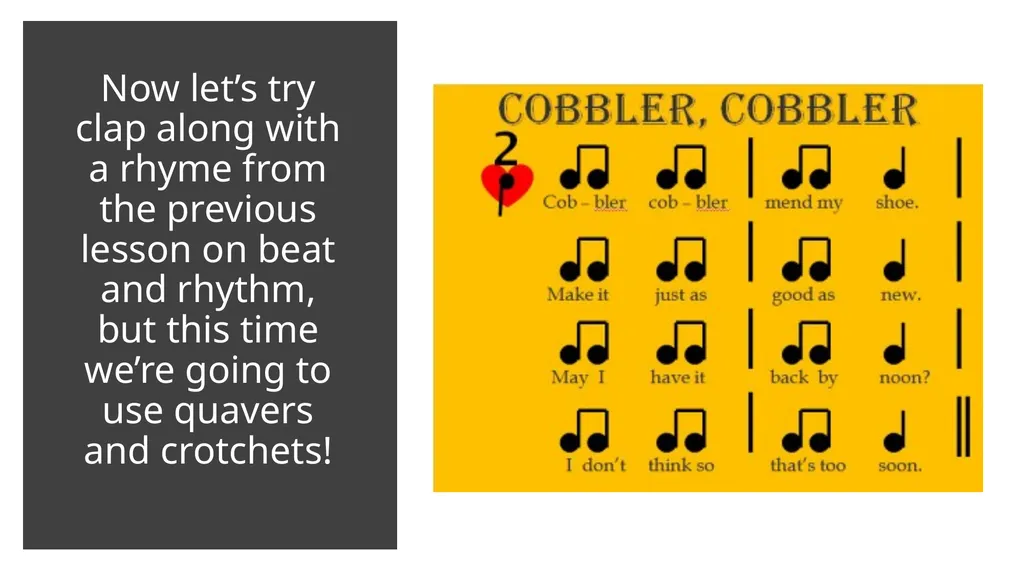 An introduction to Crotchets and Quavers Half a - slide 5 of 8