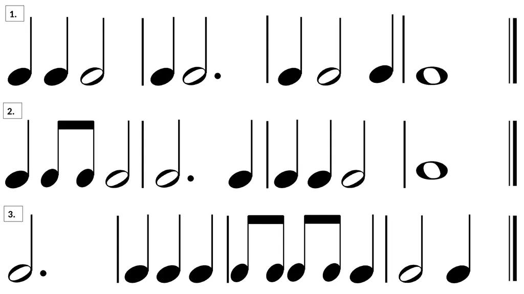 Minims, Dotted Minims and Semibreves! We have - slide 8 of 9