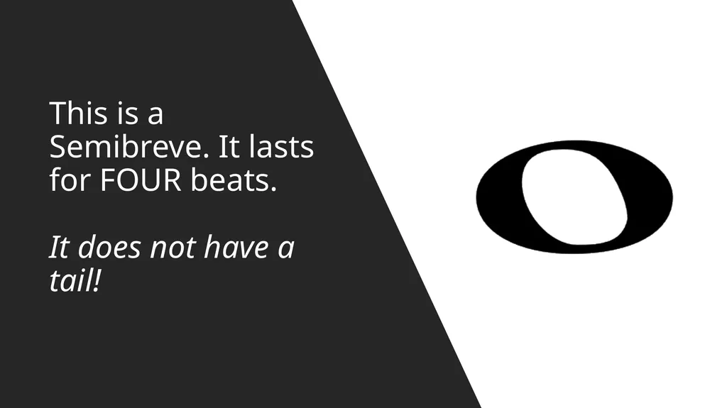 Minims, Dotted Minims and Semibreves! We have - slide 5 of 9