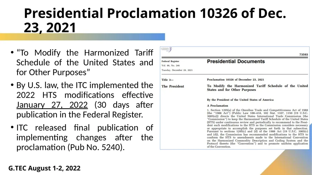 Harmonized System – What’s New in 2022 Luis - slide 9 of 60