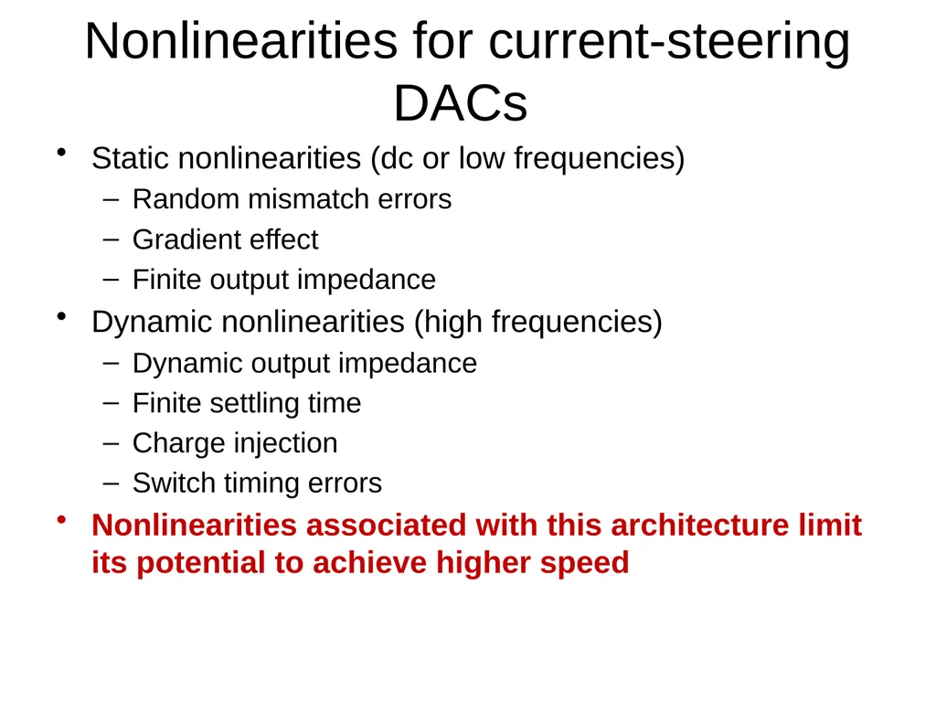 Nonlinearities for current-steering DACs Static - slide 1 of 23