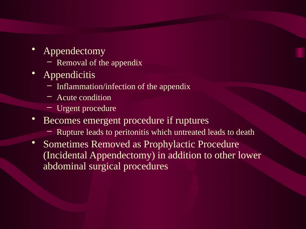 SUR 111 Tracheotomy/Tracheostomy Appendectomy - slide 20 of 28