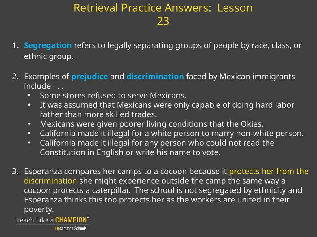Retrieval Practice Esperanza Rising Retrieval - slide 20 of 21
