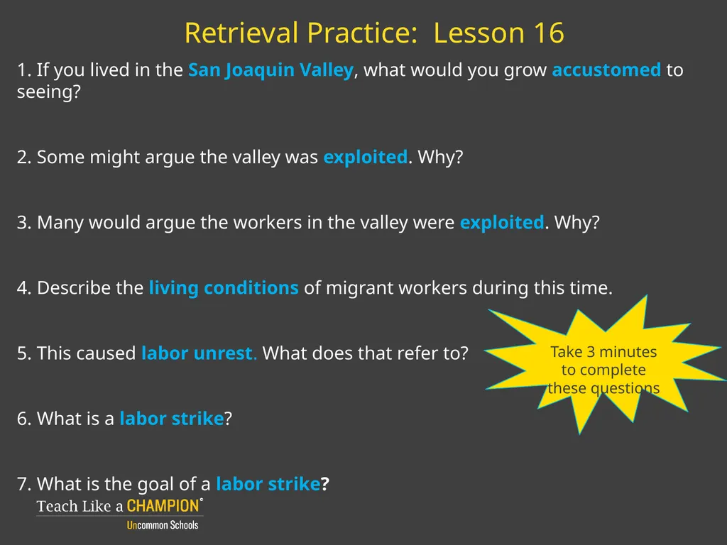 Retrieval Practice Esperanza Rising Retrieval - slide 13 of 21