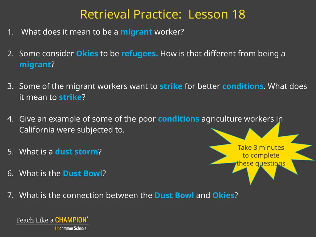 Retrieval Practice Esperanza Rising Retrieval - slide 16 of 21