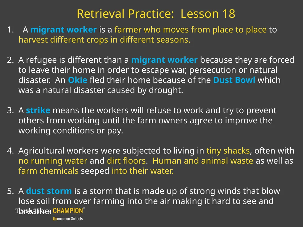 Retrieval Practice Esperanza Rising Retrieval - slide 17 of 21