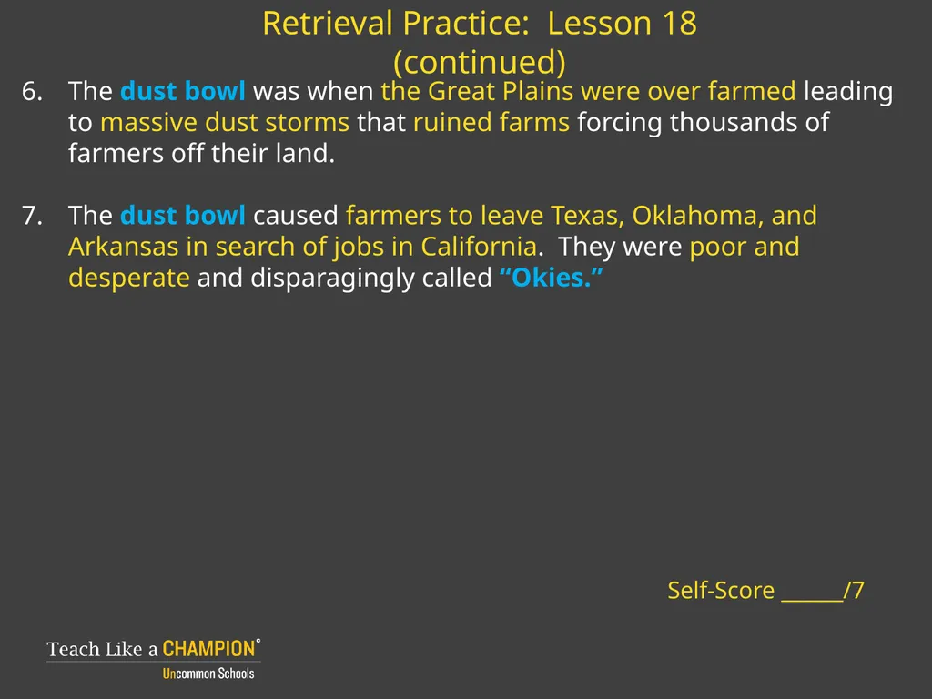 Retrieval Practice Esperanza Rising Retrieval - slide 18 of 21