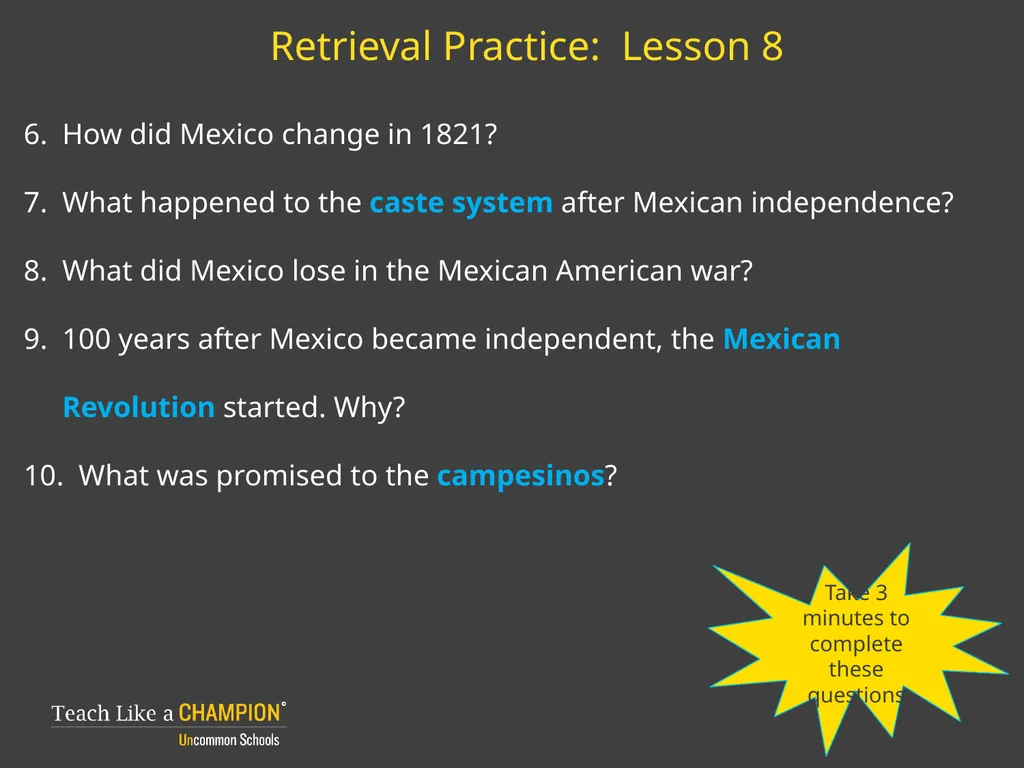 Retrieval Practice Esperanza Rising Retrieval - slide 5 of 21