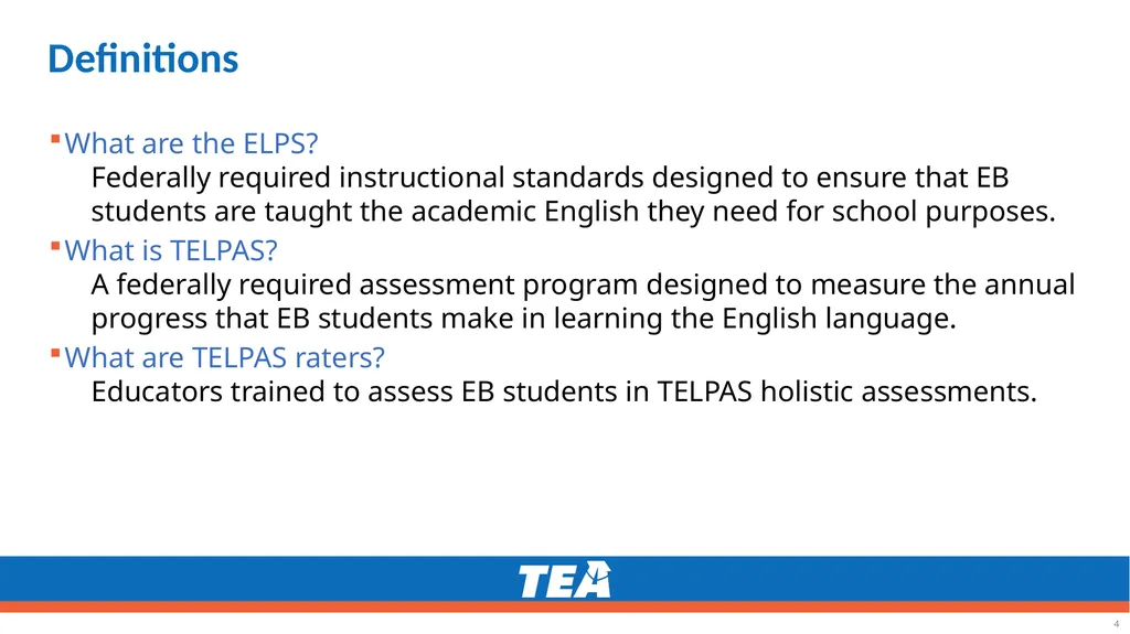 Making the ELPS-TELPAS Connection Grades K–12 - slide 4 of 45