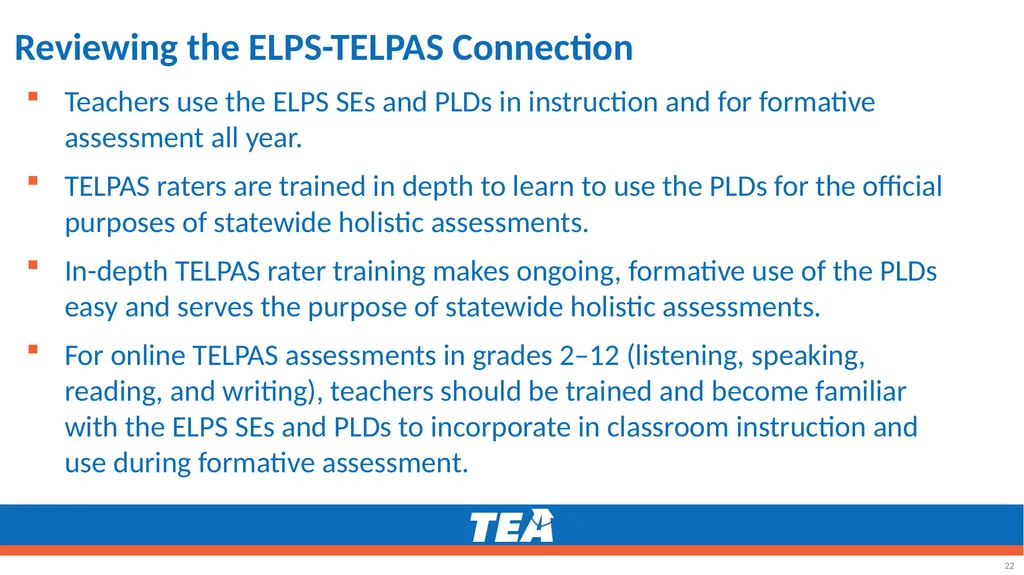 Making the ELPS-TELPAS Connection Grades K–12 - slide 22 of 45