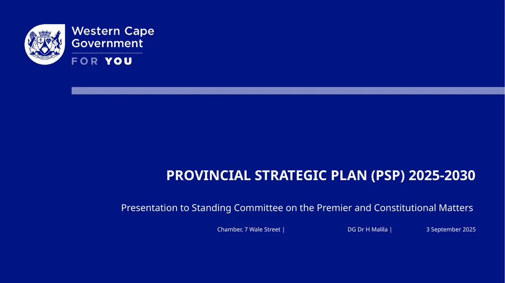 PROVINCIAL STRATEGIC PLAN (PSP) 2025-2030 - slide 1 of 28