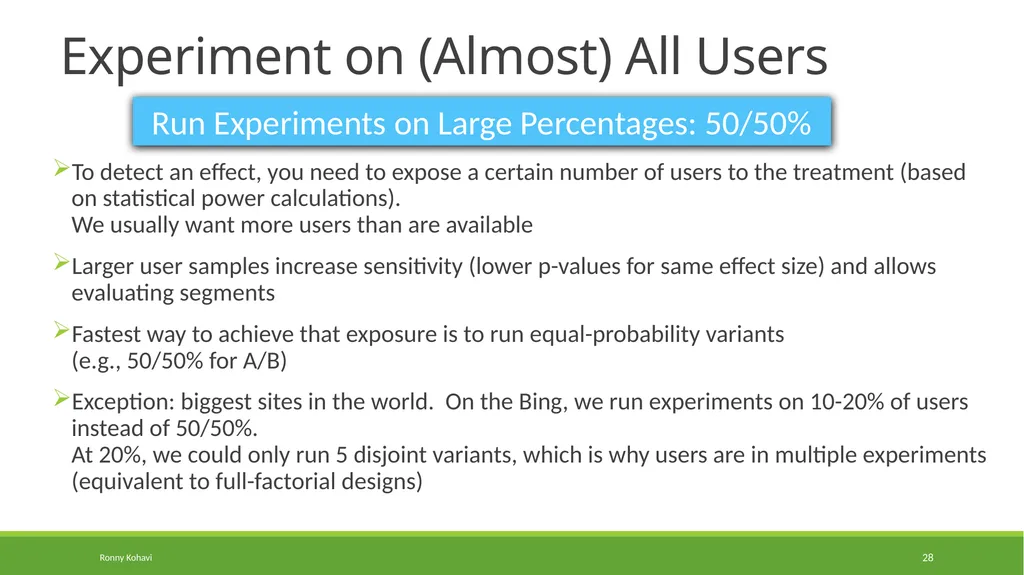 Online Controlled Experiments: Lessons from - slide 28 of 44