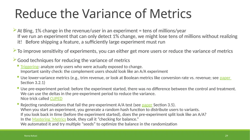 Online Controlled Experiments: Lessons from - slide 29 of 44