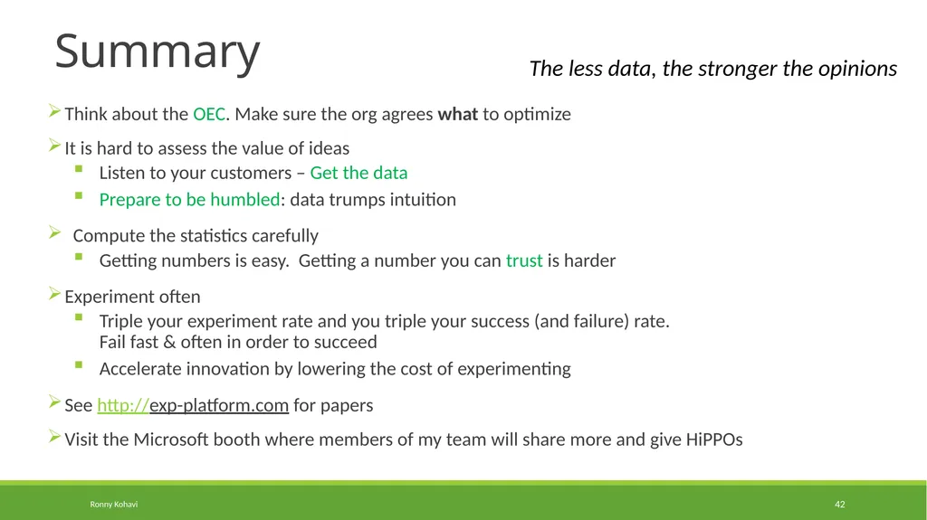 Online Controlled Experiments: Lessons from - slide 42 of 44