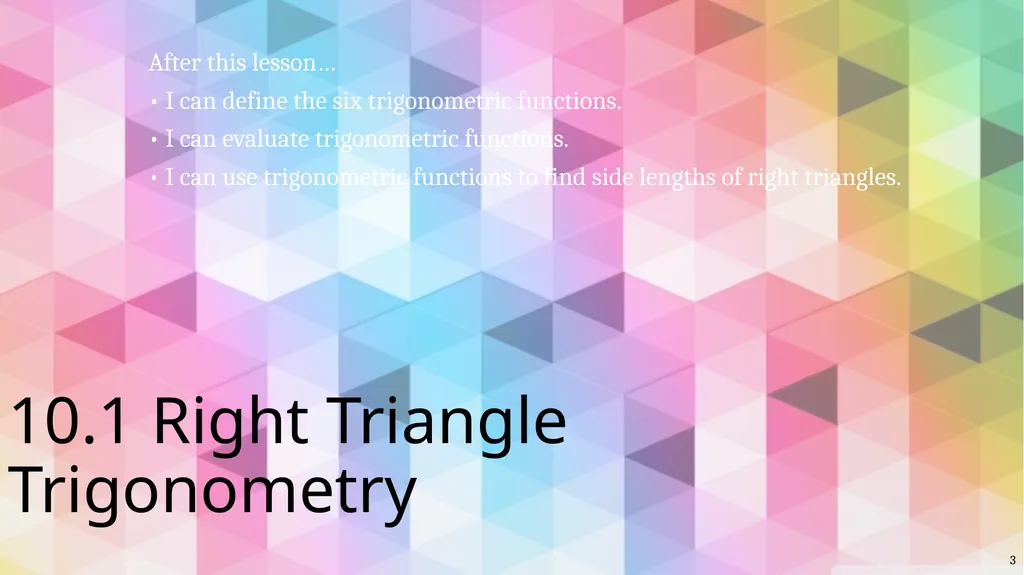 Trigonometric Ratios and Functions Algebra 2 - slide 3 of 65