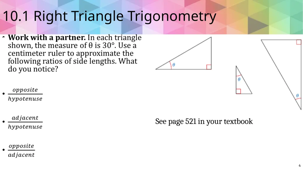 Trigonometric Ratios and Functions Algebra 2 - slide 4 of 65