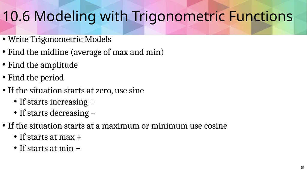 Trigonometric Ratios and Functions Algebra 2 - slide 52 of 65