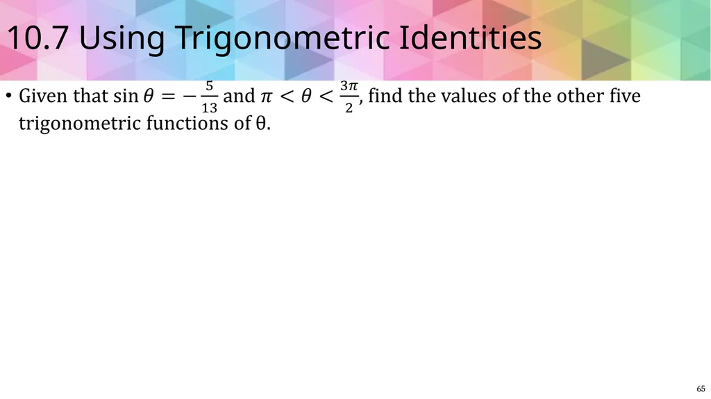 Trigonometric Ratios and Functions Algebra 2 - slide 62 of 65