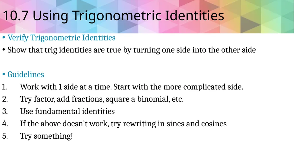 Trigonometric Ratios and Functions Algebra 2 - slide 64 of 65