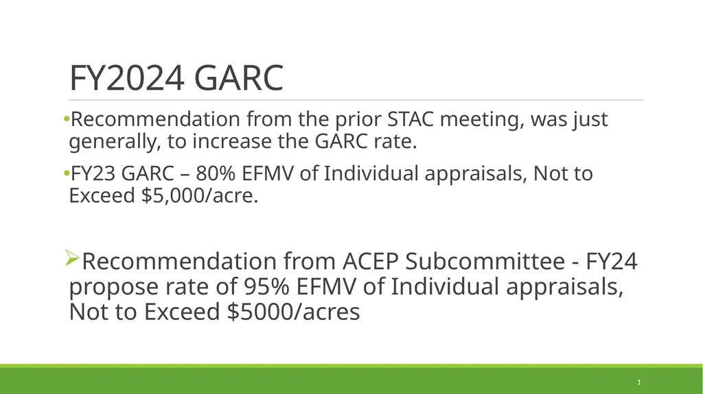 FY2024 GARC Recommendation from the prior STAC - slide 1 of 4