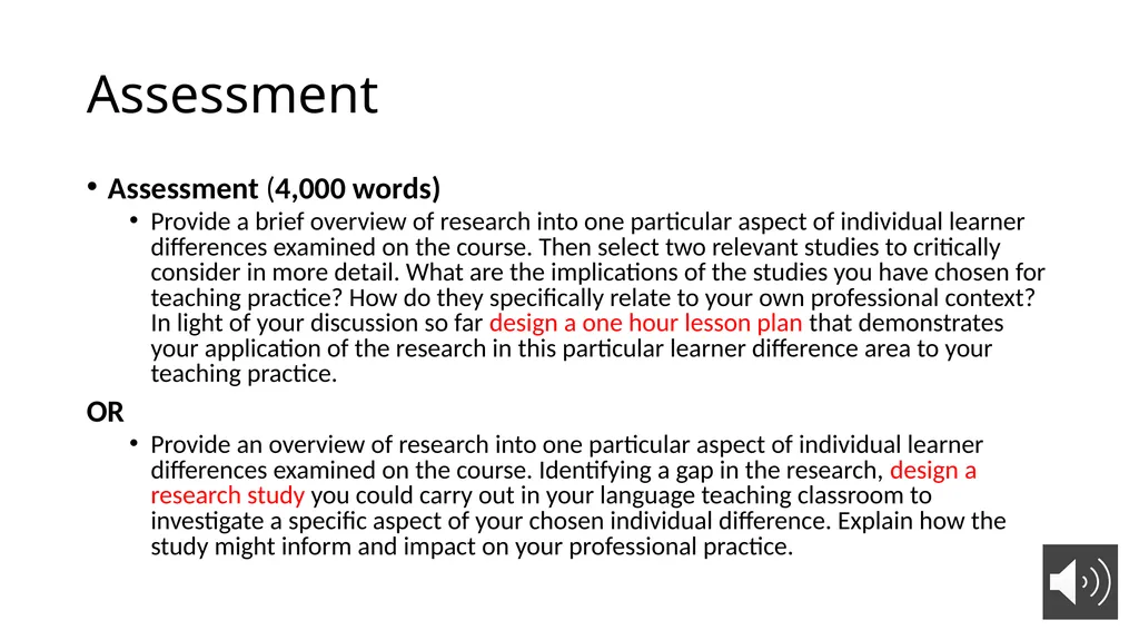 Option course: Investigating Individual Learner - slide 8 of 14