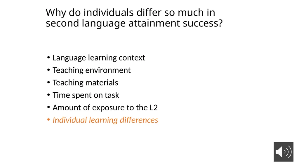Option course: Investigating Individual Learner - slide 1 of 14