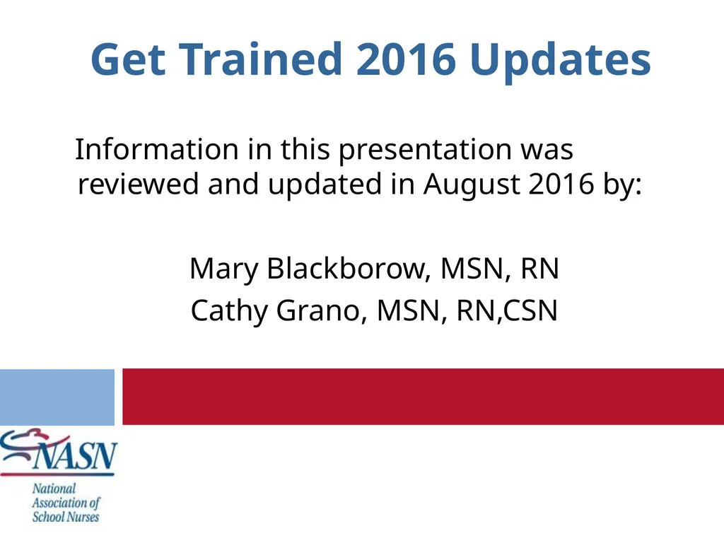 GET TRAINED© A program for school nurses to train - slide 2 of 35