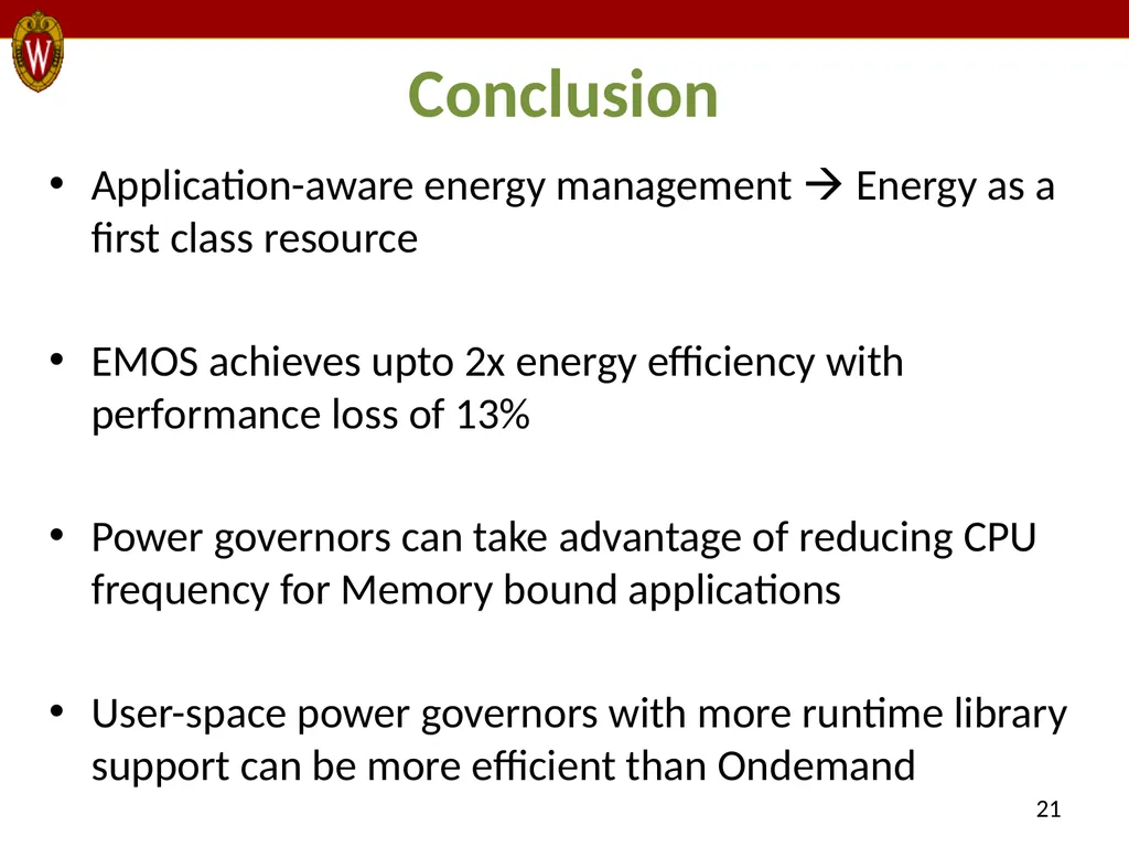 E-MOS: Efficient Energy Management Policies in - slide 21 of 25