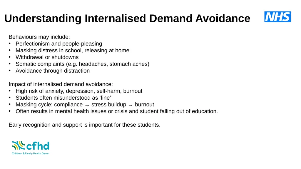 Understanding and Supporting Demand Avoidance in - slide 16 of 22
