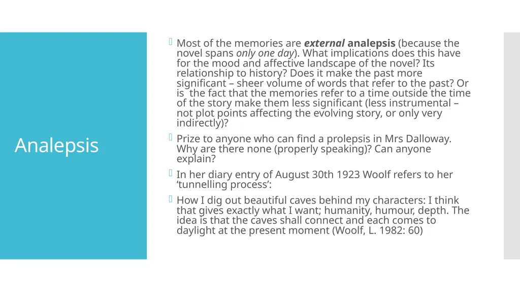 Time in Narrative Genette and Woolf Assessment - slide 12 of 15