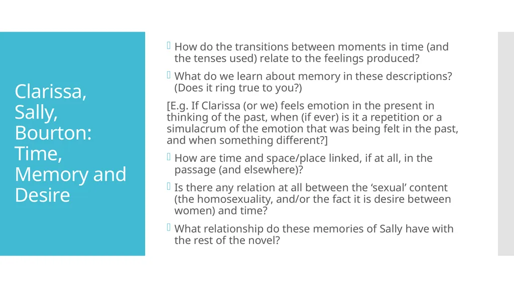 Time in Narrative Genette and Woolf Assessment - slide 13 of 15