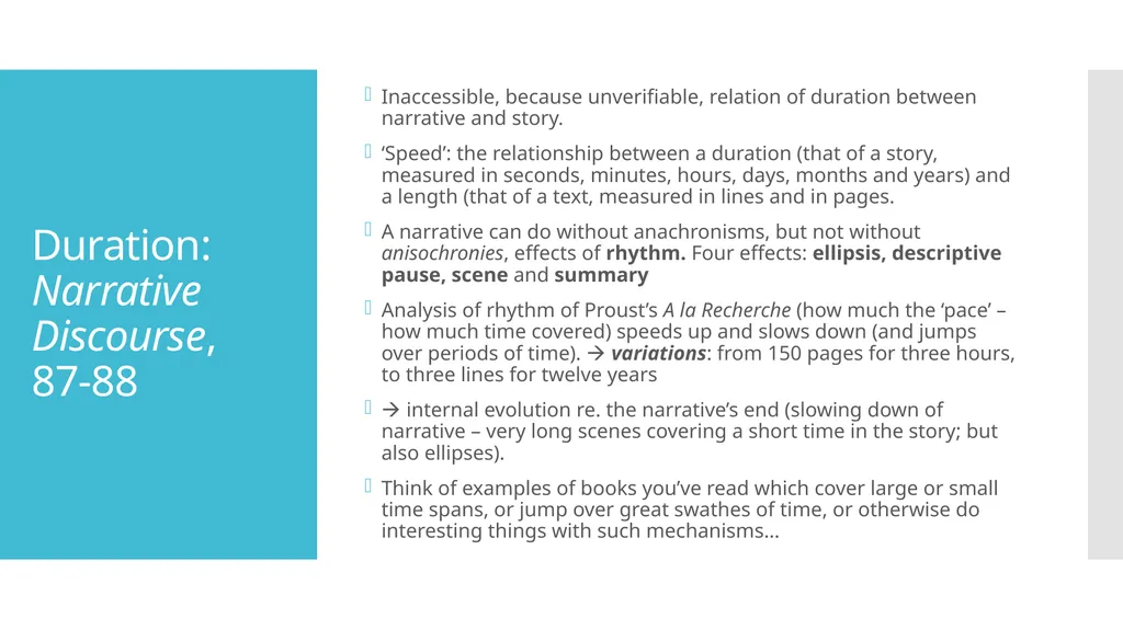 Time in Narrative Genette and Woolf Assessment - slide 15 of 15