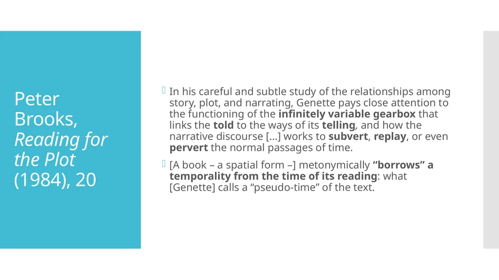 Time in Narrative Genette and Woolf Assessment - slide 4 of 15