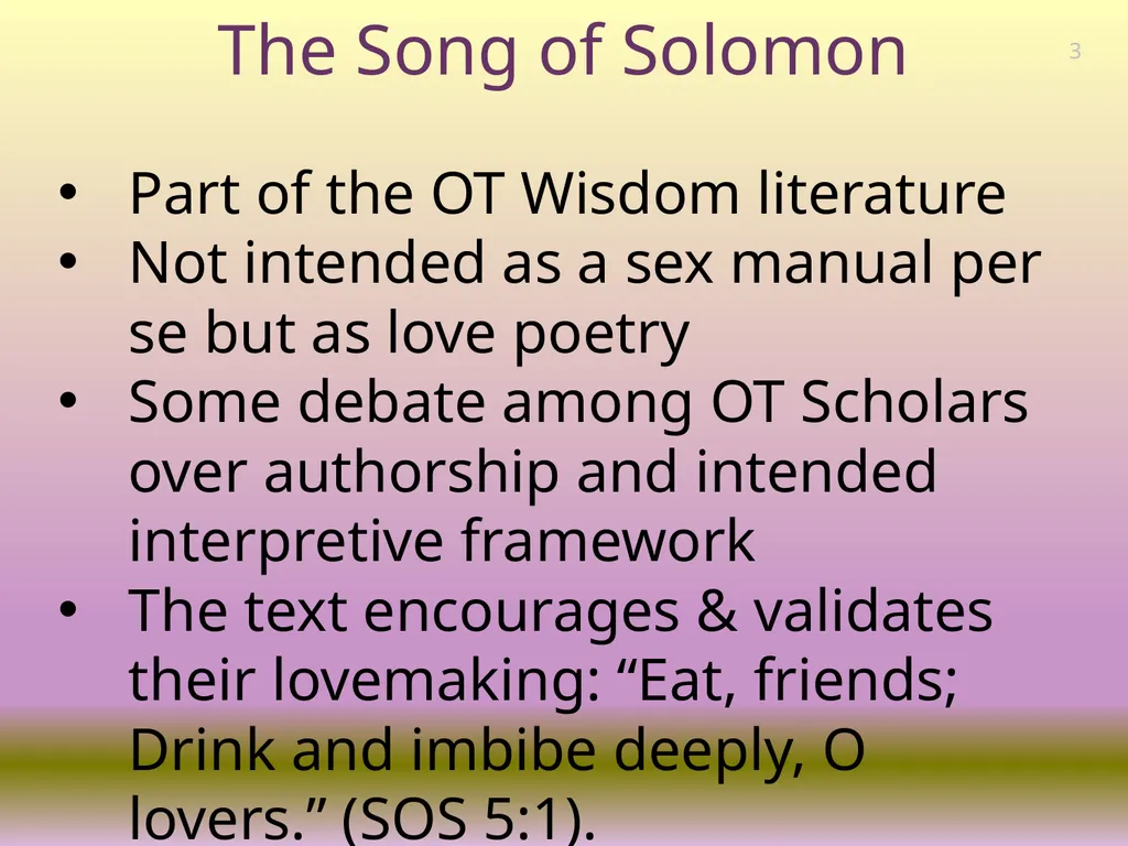 Exploring Wisdom from King Solomon on sexual - slide 3 of 13