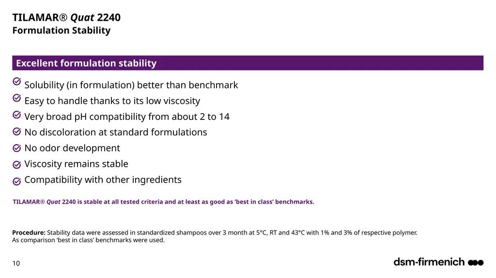 April 2025 TILAMAR® Quat 2240 Deep conditioning - slide 10 of 17