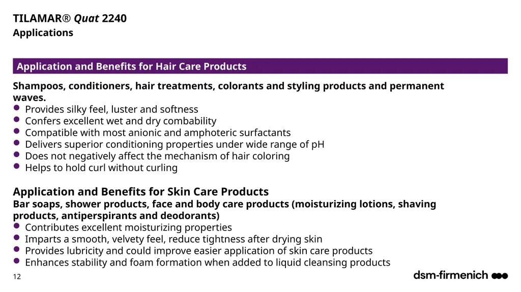 April 2025 TILAMAR® Quat 2240 Deep conditioning - slide 12 of 17