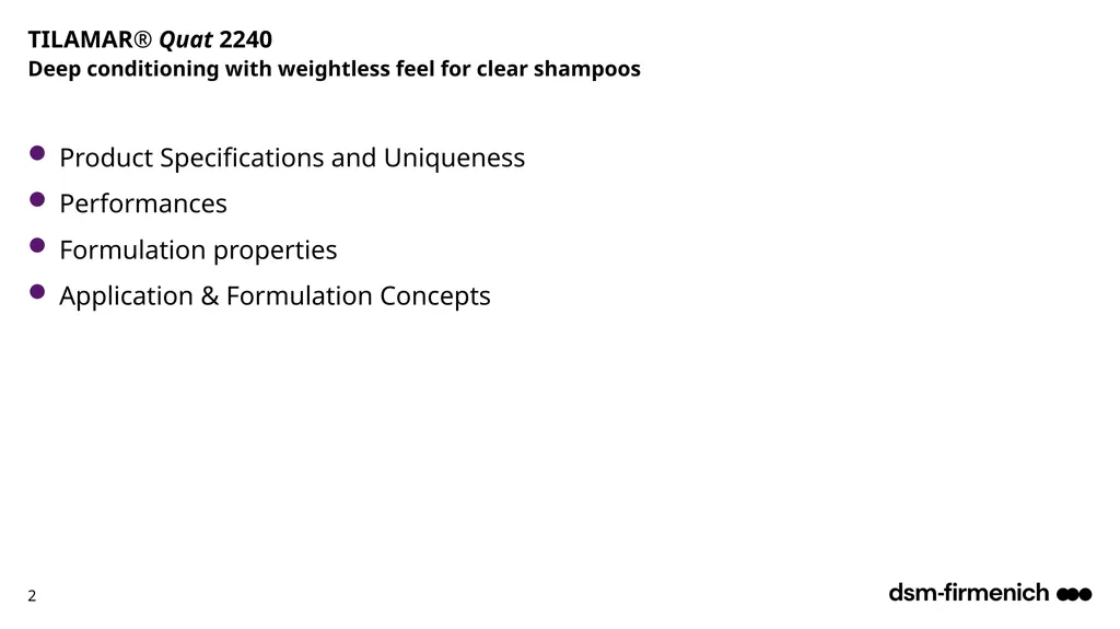 April 2025 TILAMAR® Quat 2240 Deep conditioning - slide 2 of 17
