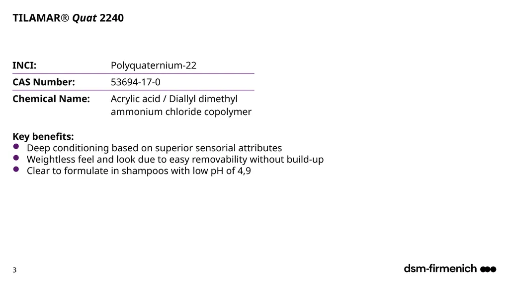 April 2025 TILAMAR® Quat 2240 Deep conditioning - slide 3 of 17