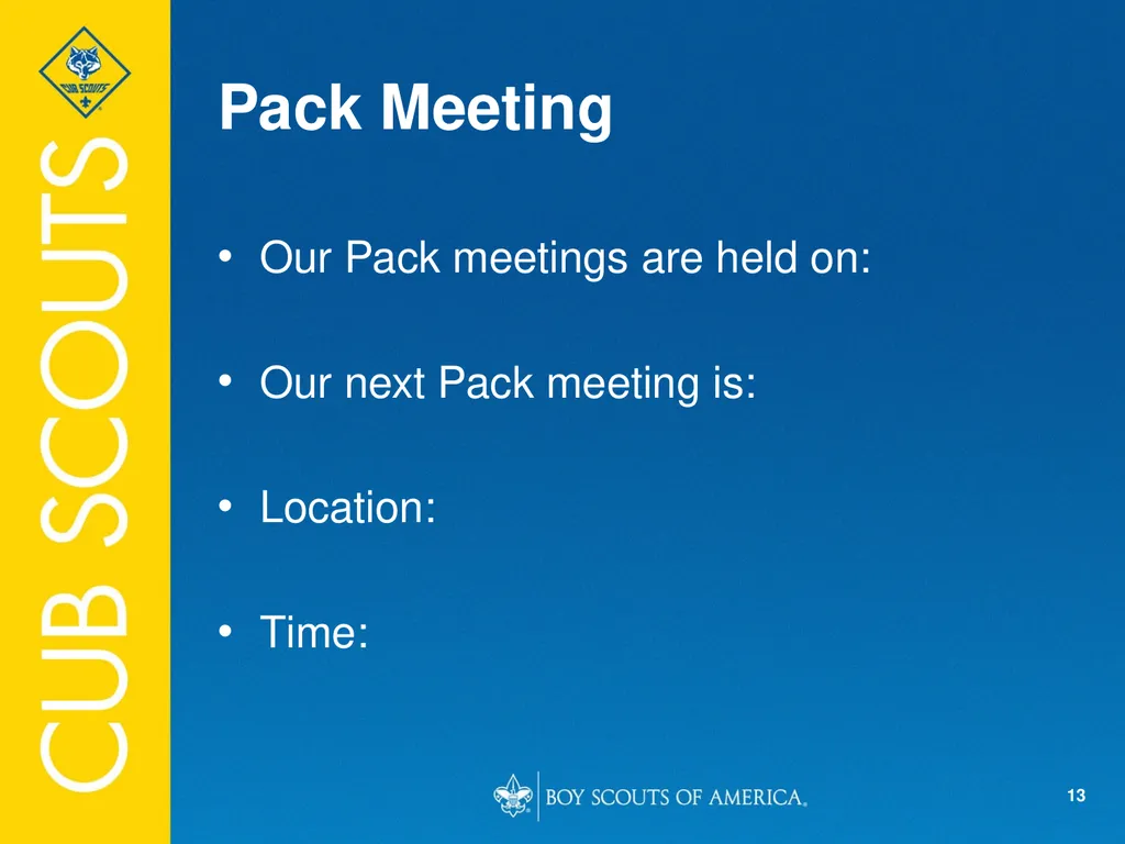 Welcome to Pack 123! Intros (insert picture of - slide 13 of 20