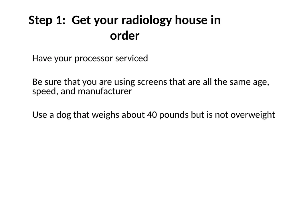 Creating a Veterinary Radiographic Technique Chart - slide 2 of 21