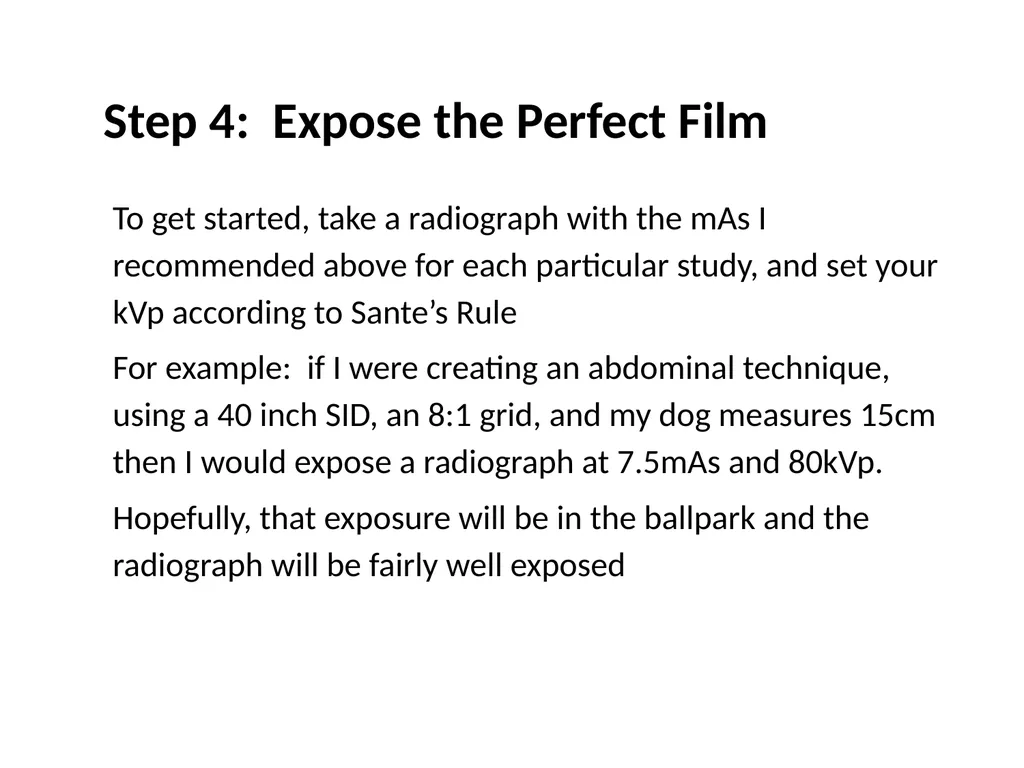 Creating a Veterinary Radiographic Technique Chart - slide 14 of 21