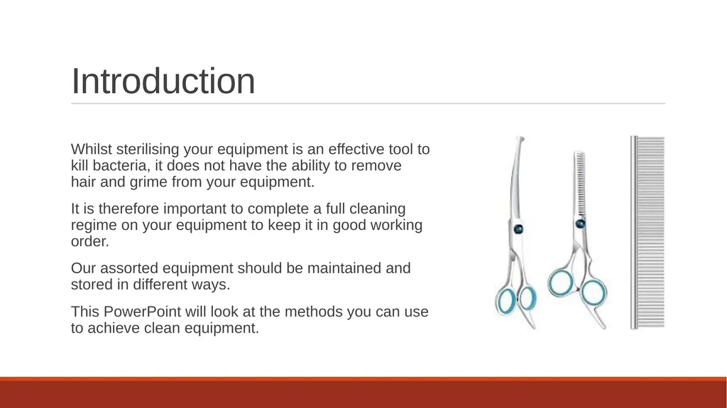 Cleaning Grooming Equipment Introduction Whilst - slide 2 of 19