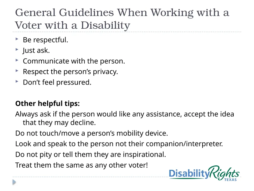 Voters with Disabilities: Poll Worker Training - slide 5 of 12