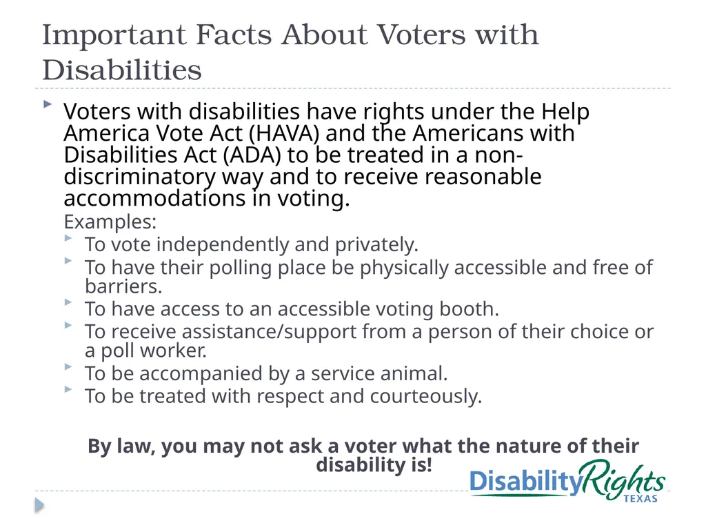 Voters with Disabilities: Poll Worker Training - slide 4 of 12