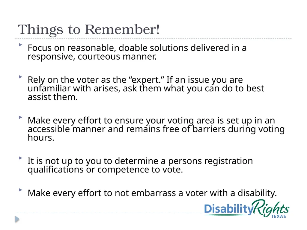 Voters with Disabilities: Poll Worker Training - slide 10 of 12