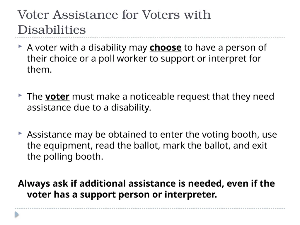 Voters with Disabilities: Poll Worker Training - slide 7 of 12