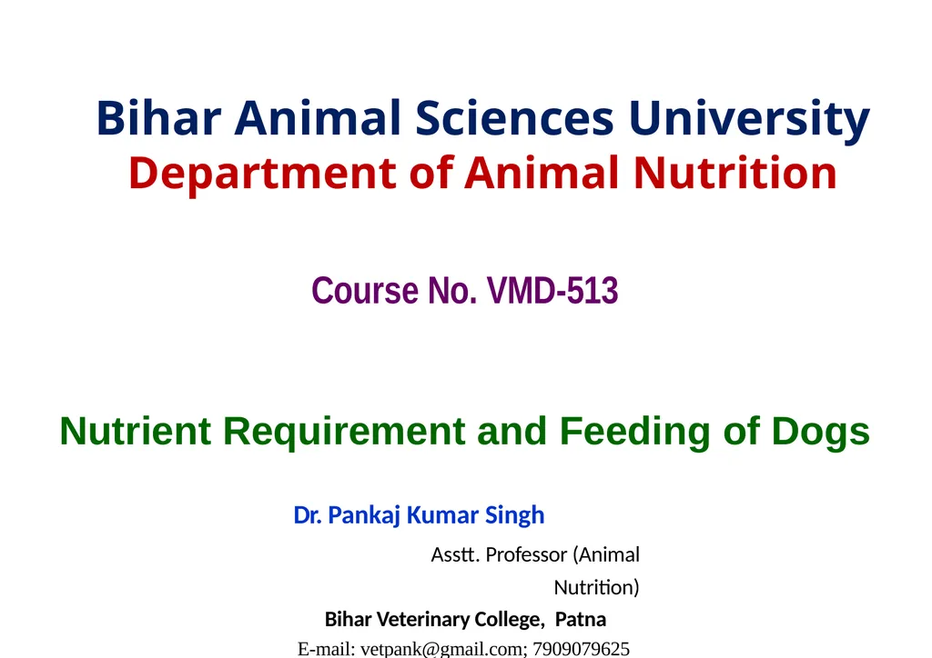 Bihar Animal Sciences University Department of - slide 1 of 20