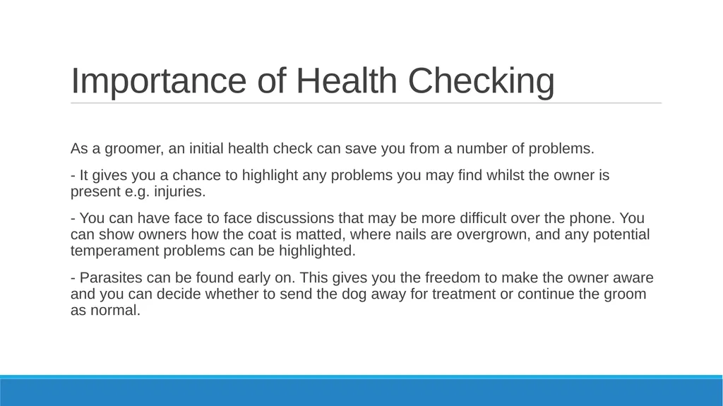 Health Checking Learning Objectives To be able to - slide 5 of 13