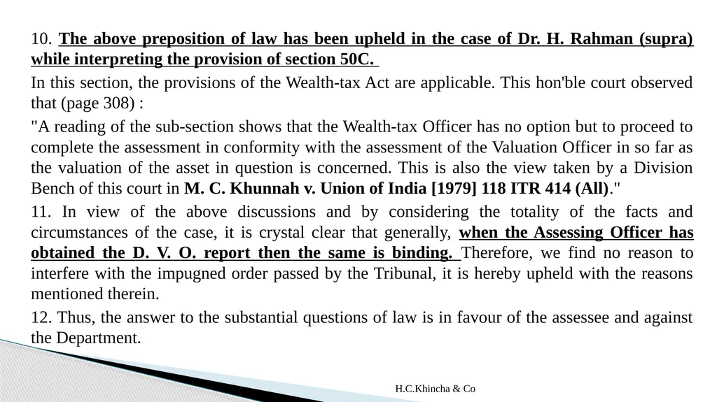 H.C.Khincha & Co ISSUES IN SECTION 45(5A), 50C AND - slide 131 of 278